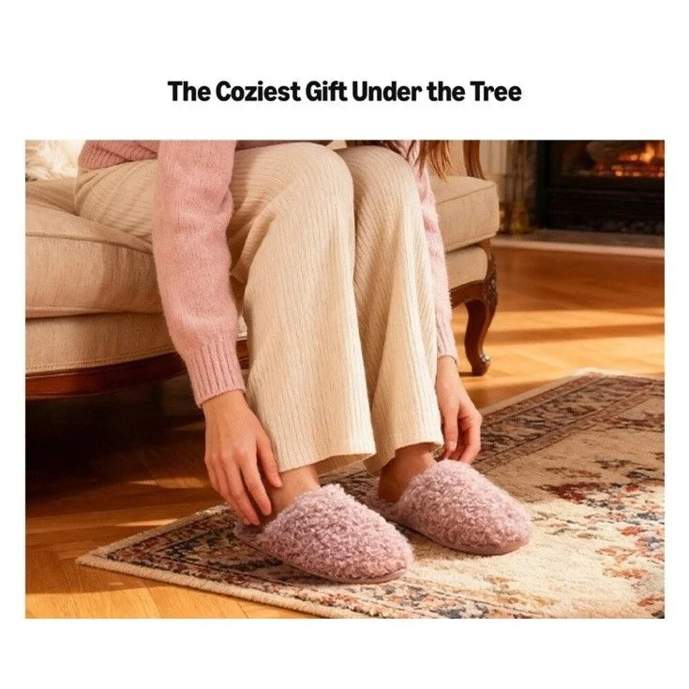 RockDove Women's Twirl Fleece Cozy Scuff Slippers Indoor Non-Slip Rubber Sz 9-10